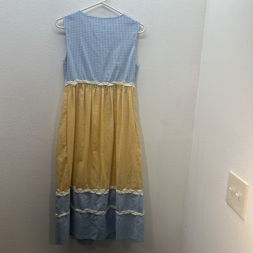 VTG 70s Prairie Dress & Pinafore Eye Candy by the‎ Flaums Cottagecore Gingham S - Picture 14 of 16